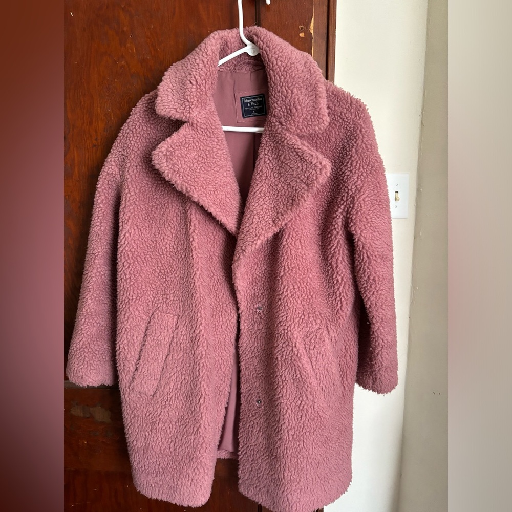 Pink fuzzy peacoat!